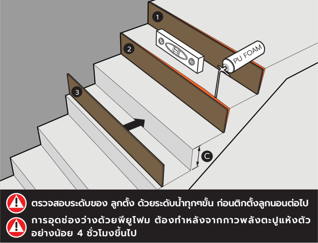 การติดตั้ง ไม้บันได spc-fc แบบคอนกรีต 3